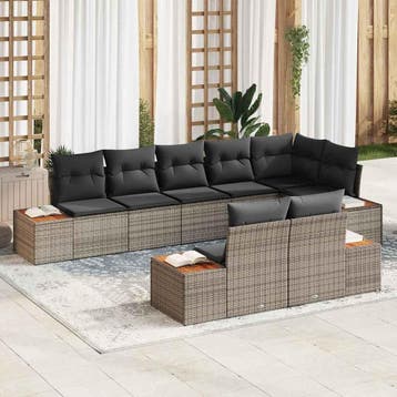 vidaXL Tuinbank Set 8 st 8-Aantal zitplaatsen Grijs, Verzenden, Nieuw