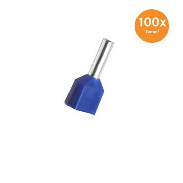 Dubbele Adereindhuls Geïsoleerd 2,5mm² Blauw 100 stuks, Ophalen of Verzenden