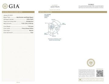 Ring - 14 karaat Witgoud - 1.92ct. tw. Geel Diamant, Handtassen en Accessoires, Nieuw