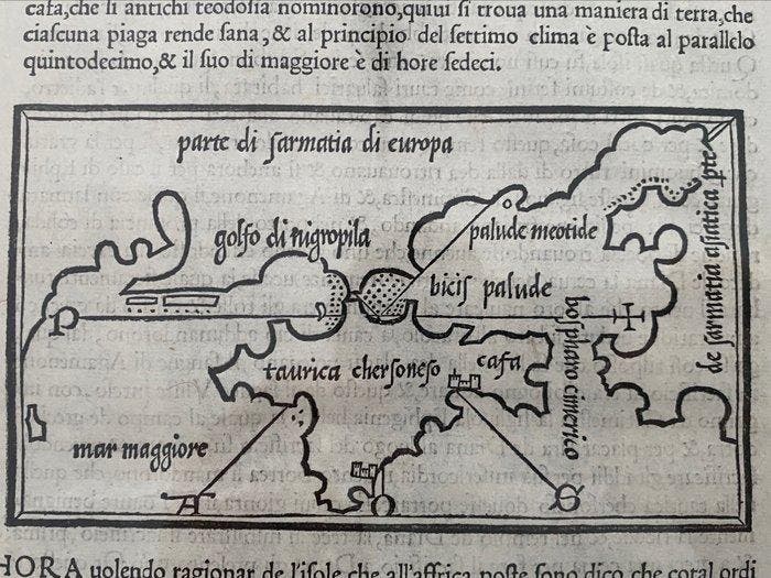Taurica Chersonesus - Zeldzame vroege houtsnede kaart – Krim, Boeken, Atlassen en Landkaarten