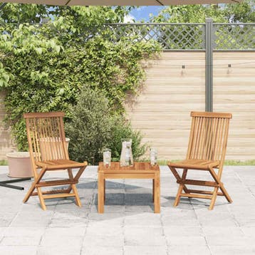 vidaXL Inklapbare stoelen 2 st massief teakhout, Verzenden, Nieuw