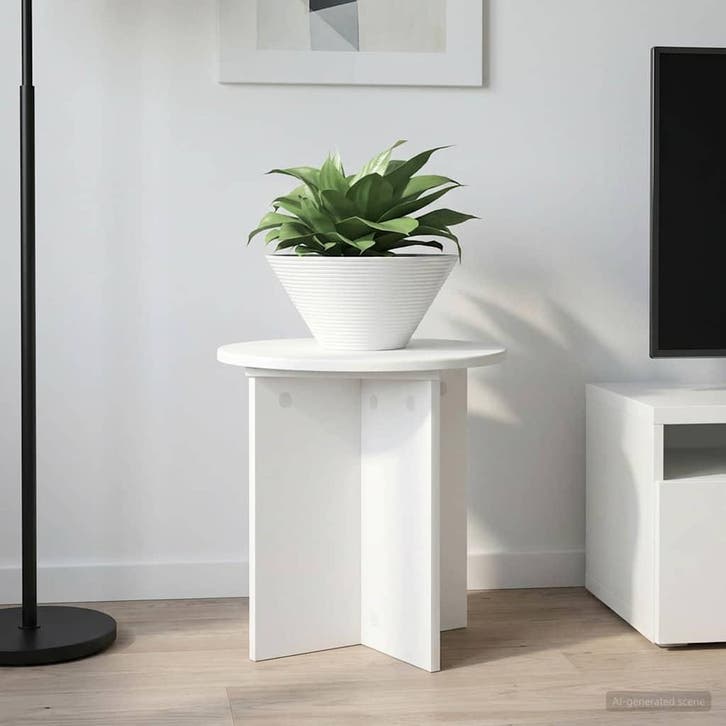 vidaXL Plantenstand 2 st Wit Ø40 x 40 cm Bewerkt hout, Jardin & Terrasse, Bacs à fleurs & Jardinières, Envoi