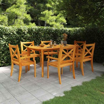 vidaXL 7-delige Tuinset massief acaciahout, Verzenden, Tuinset