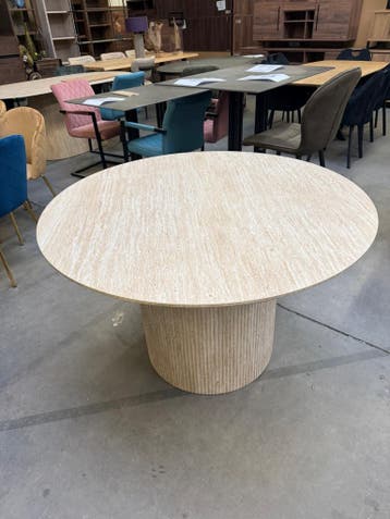 Lagos eettafel rond, kleur travertin (nieuw, outlet), Nieuw, Overige materialen