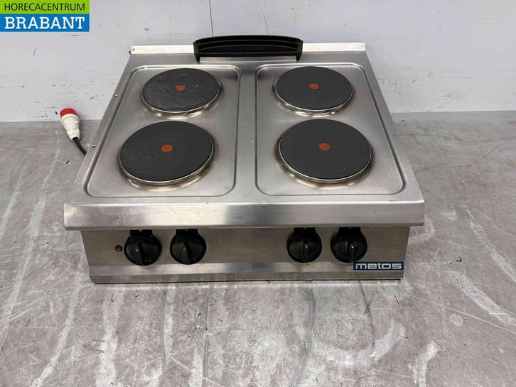 RVS Metos 4 pits elektrisch fornuis kookplaat 80 cm 400V, Articles professionnels, Horeca | Équipement de cuisine, Enlèvement ou Envoi