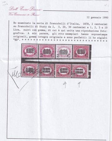 Royaume d’Italie 1878 - Service sup. 2 c. sur 10 l. laque, Gestempeld
