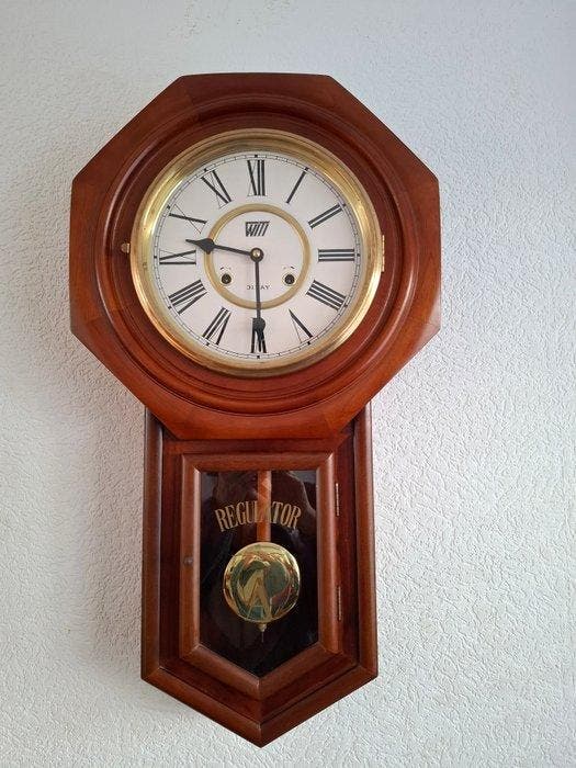 Regulateur - Beacon - Art Deco Hout, Messing, Glas -, Antiek en Kunst, Antiek | Klokken