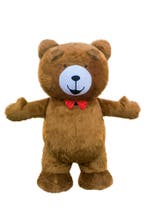 KIMU® Groot Opblaas Kostuum Teddybeer Donkerbruin 2.6 Meter, Ophalen of Verzenden