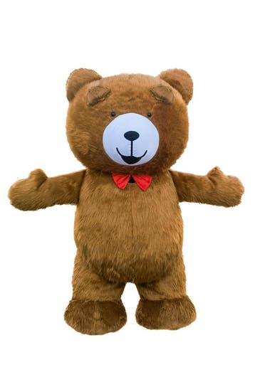 KIMU® Groot Opblaas Kostuum Teddybeer Donkerbruin 2.6 Meter, Ophalen of Verzenden
