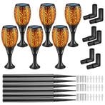 tectake Set van 6 solarlampen Flare, led, schemersensor - zw, Verzenden, Nieuw