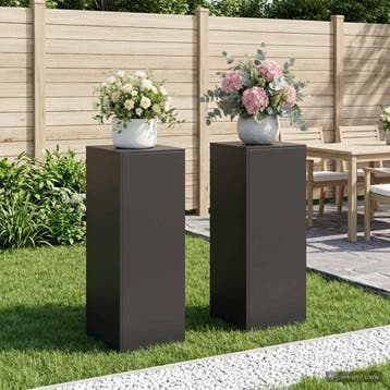 vidaXL Plantenstand 2 pcs Zwart 40 x 40 x 100 cm Staal, Verzenden