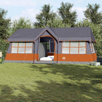 vidaXL Familietent met dak Grijs en Oranje 622 x 295 x 238, Verzenden