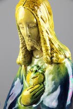 Beeldje - Jezus met Heilig Hart - Kaarsenhouder - Aardewerk