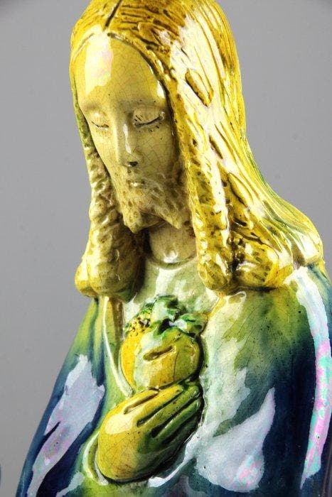 Beeldje - Jezus met Heilig Hart - Kaarsenhouder - Aardewerk, Antiek en Kunst, Kunst | Niet-Westerse kunst