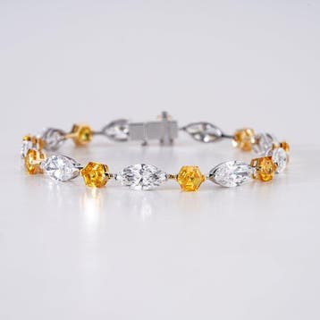 Armband - 14 karaat Witgoud - 13.50ct. tw. Geel Diamant