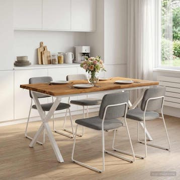 vidaXL Eettafel met levendige rand 160 x 70 x 75 cm Naturel, Verzenden