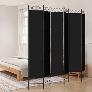 vidaXL Kamerscherm met 6 panelen 240x220 cm stof zwart, Verzenden, Nieuw