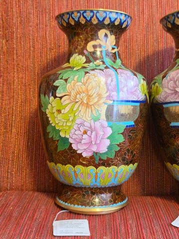 Vase - Émail, Laiton, Céramique - Chine - Vase cloisonné
