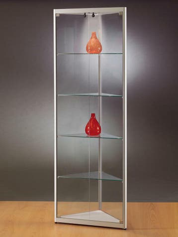 *TIP*  Luxe vitrinekast hoek aluminium 50 cm met halogeen v, Ophalen of Verzenden