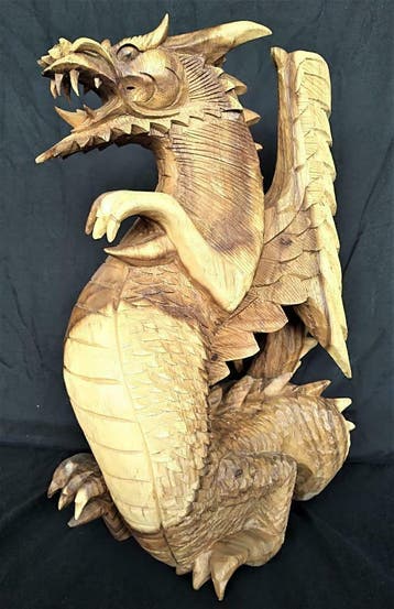 Draak uit Suarhout, Handgesneden in Bali, Indonesie, Antiek en Kunst, Ophalen of Verzenden