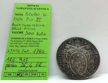 Italië, Pauselijke Staat Papa Pio VI. Scudo 1780 An. VI -