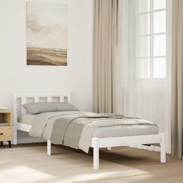 vidaXL Bedframe extra lang zonder matras grenenhout wit, Huis en Inrichting, Verzenden, Nieuw