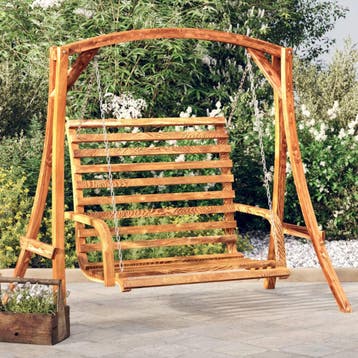 vidaXL Schommelbank 126x63x92 cm gebogen hout met, Verzenden, Nieuw