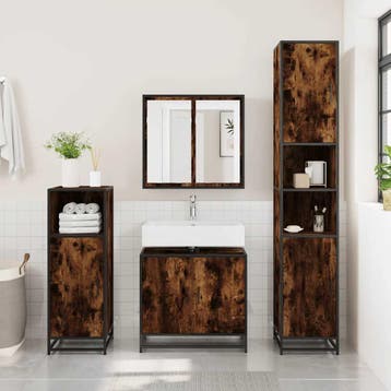 vidaXL Wastafelkast 65x33x60 cm bewerkt hout gerookt, Verzenden, Nieuw