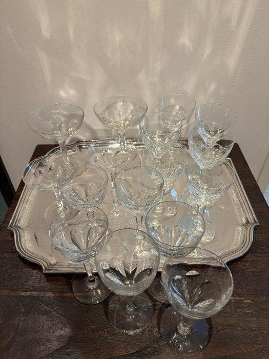 Champagneglas (18) - Kristal - Div kristallen glazen, Antiek en Kunst, Antiek | Meubels | Tafels