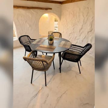 Luxe tuinset aluminium met weersbestendige kussens 120cm, Jardin & Terrasse, Ophalen of Verzenden