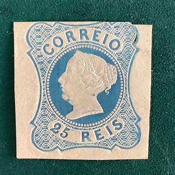 Portugal 1853 - 25 réis D. Maria II avec certificat, Gestempeld
