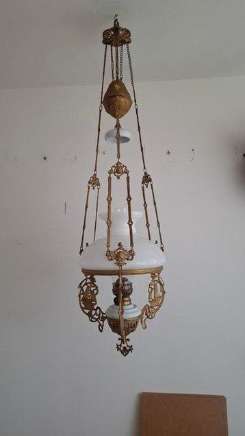 Olielamp - Koper, Aardewerk, Glas, IJzer - Antieke