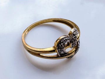 Ring - 18 karaat Geel goud - 0.08ct. tw. Diamant, Handtassen en Accessoires, Ringen, Nieuw