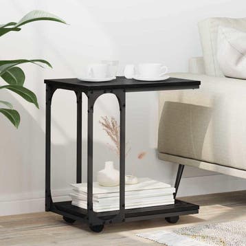 vidaXL Bijzettafel Zwart Eiken 50 x 35 x 55.5 cm Bewerkt, Verzenden