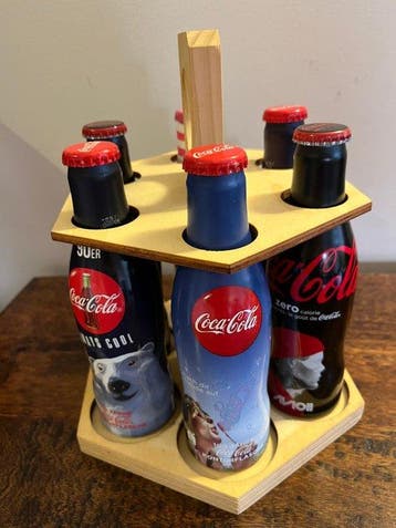 Fles (6) - Aluminium, Hout - Presentatierek voor 6 flessen