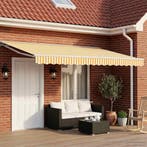 vidaXL Elektrisch Uitschuifbare Zonneluifel Geel en Wit 4 x, Tuin en Terras, Zonneschermen, Verzenden, Nieuw