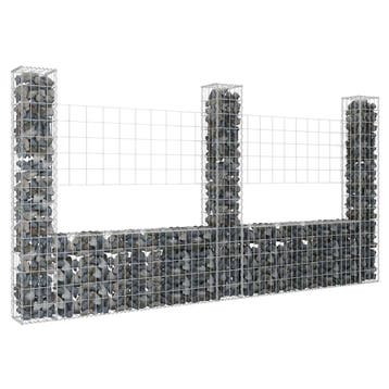 vidaXL Schanskorf U-vormig met 3 palen 260x20x150 cm ijzer, Verzenden
