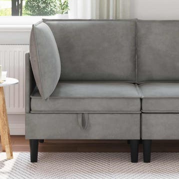 vidaXL Sofa met opslag Lichtgrijs Fluweel, Verzenden, Nieuw