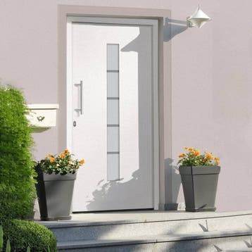 vidaXL Voordeur 100x200 cm aluminium en PVC wit, Verzenden
