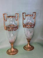 Vaas (2) - Glas, Messing - Empire Stijl Vazen - 42cm