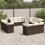 vidaXL 12-delige Loungeset met kussens poly rattan bruin, Verzenden, Nieuw, Loungeset