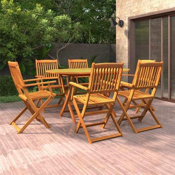 vidaXL 7-delige Tuinset massief acaciahout, Verzenden, Nieuw, Tuinset