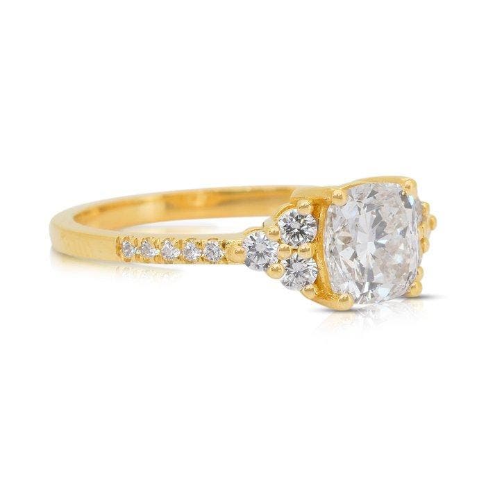 Ring - 18 karaat Geel goud - 1.50ct. tw. Diamant, Handtassen en Accessoires, Ringen