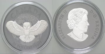 20 Dollar 2017 Kanada Nocturnal By Nature The Barn Owl, Postzegels en Munten, Verzenden