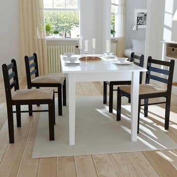 vidaXL Eetkamerstoelen 4 st massief rubberwood en fluweel, Verzenden, Nieuw