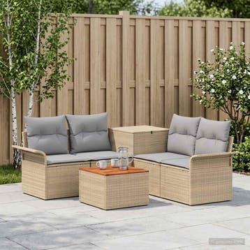 vidaXL Bankstel 6 st 4-Aantal zitplaatsen Beige en, Tuin en Terras, Verzenden, Nieuw