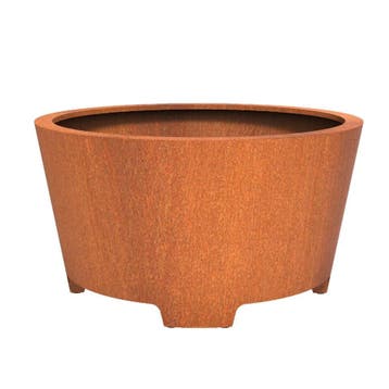 Cortenstaal plantenbak taps Ø150x80cm - Met poten, 100 cm of meer, Rond, Nieuw, Metaal