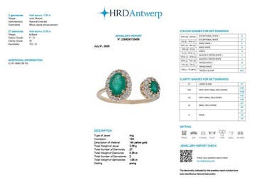 Verlovingsring - 14 karaat Geel goud - 1.45ct. tw. Smaragd -