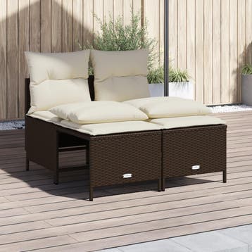 vidaXL 4-delige Loungeset met kussens poly rattan bruin, Verzenden, Loungeset