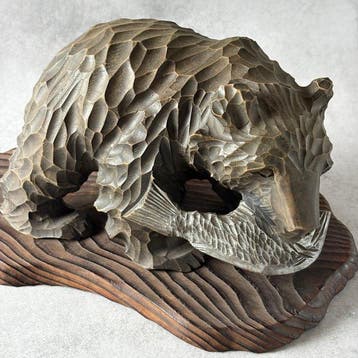 VintageHandcrafted Wooden Bear - sculptuur Hout - Japan